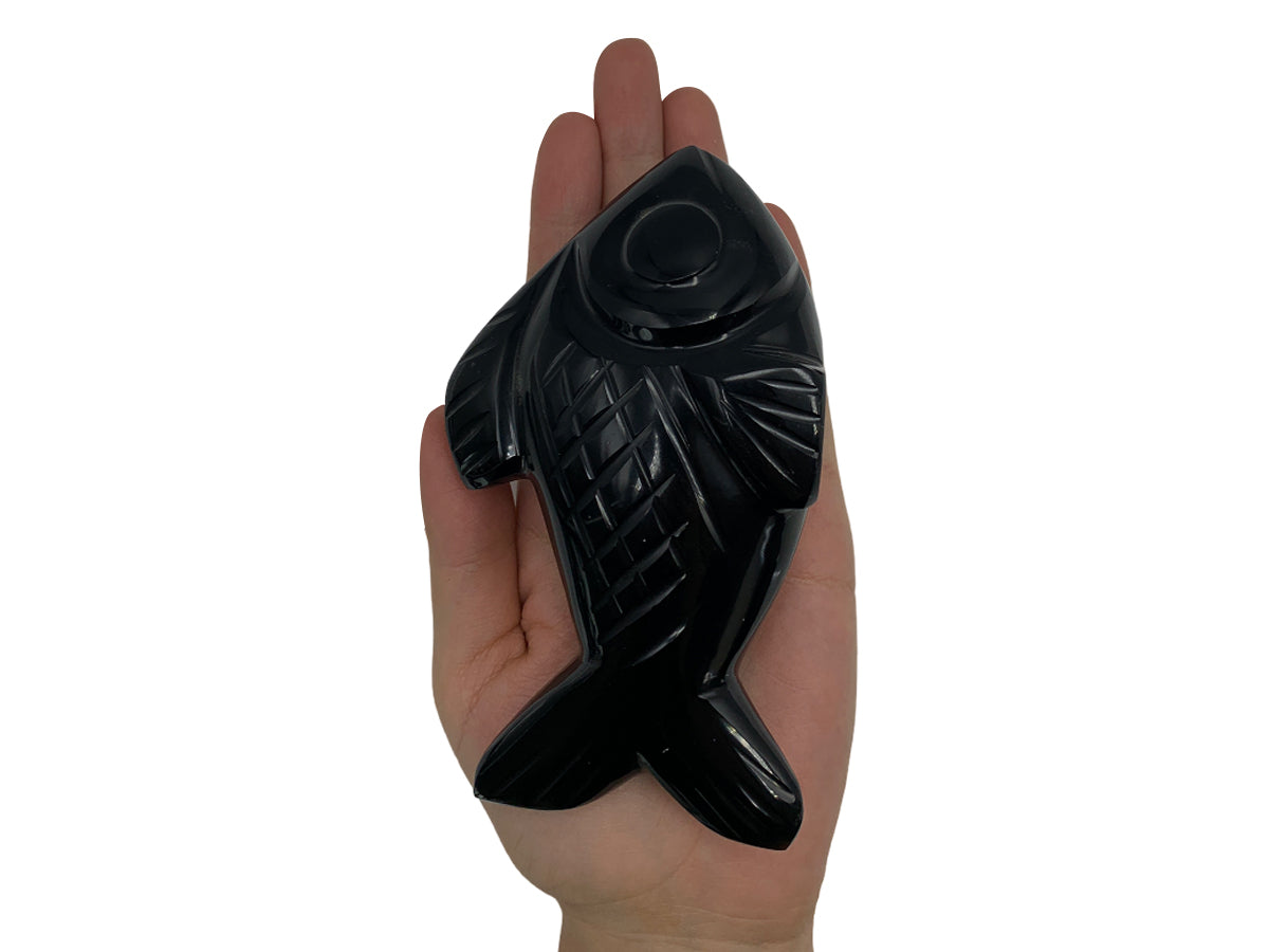 Black Obsidian Fish Polished 12X4X7 Cm