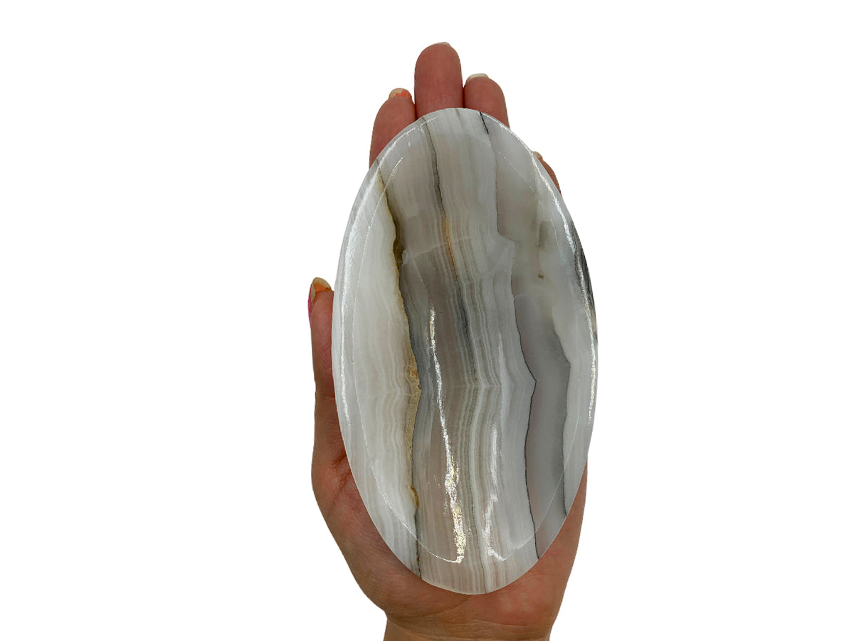 Gray Onyx Oval Bowl 12X6.5X2 Cm