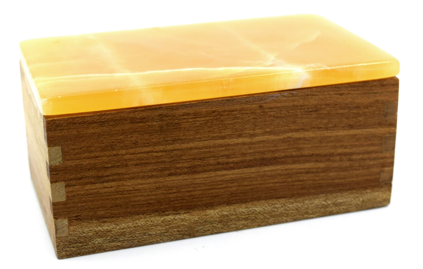 Orange calcite jewelry box 5 cm tall