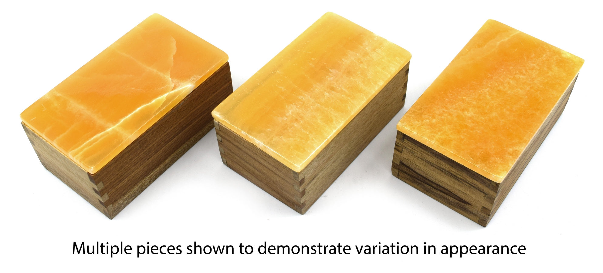 Orange calcite jewelry box 5 cm tall