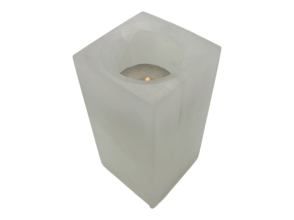 White Onyx Square Candle Holder