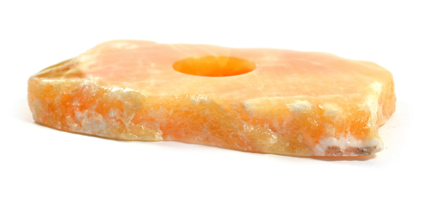 Orange Calcite Square Candle Holder