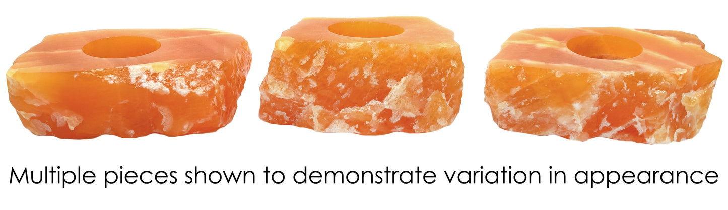 Orange Calcite Square Candle Holder