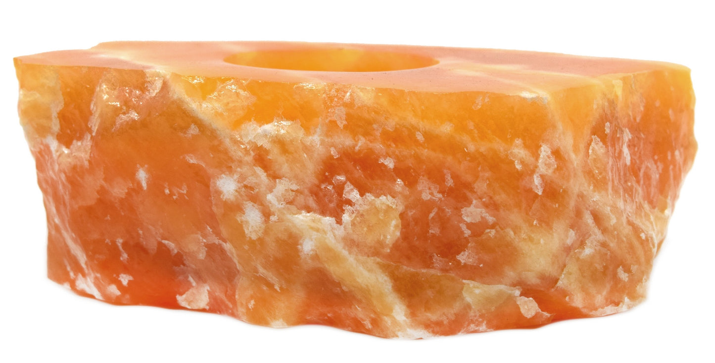 Orange Calcite Square Candle Holder