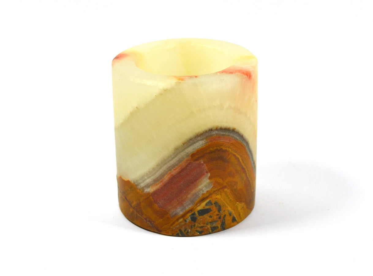 Green Onyx Cylinder  Candle Holder