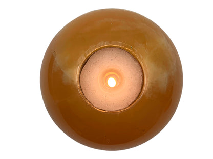 Orange Calcite Sphere Candle Holder