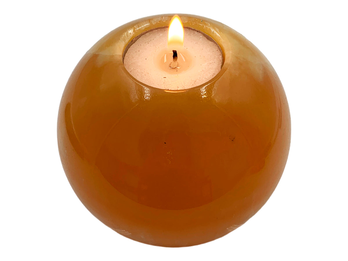 Orange Calcite Sphere Candle Holder