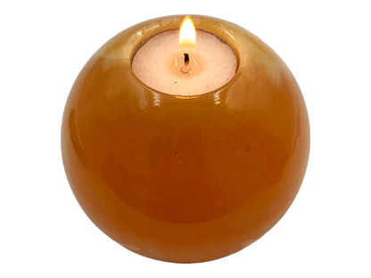 Orange Calcite Sphere Candle Holder