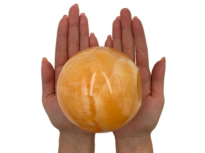 Orange Calcite Sphere Candle Holder