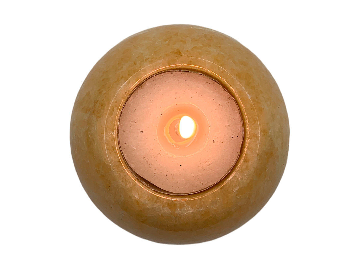 Orange Calcite Sphere Candle Holder