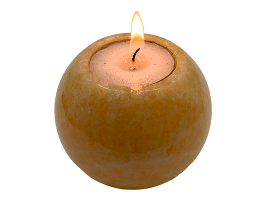 Orange Calcite Sphere Candle Holder