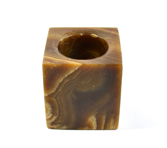 Brown Onyx Square Candle Holder