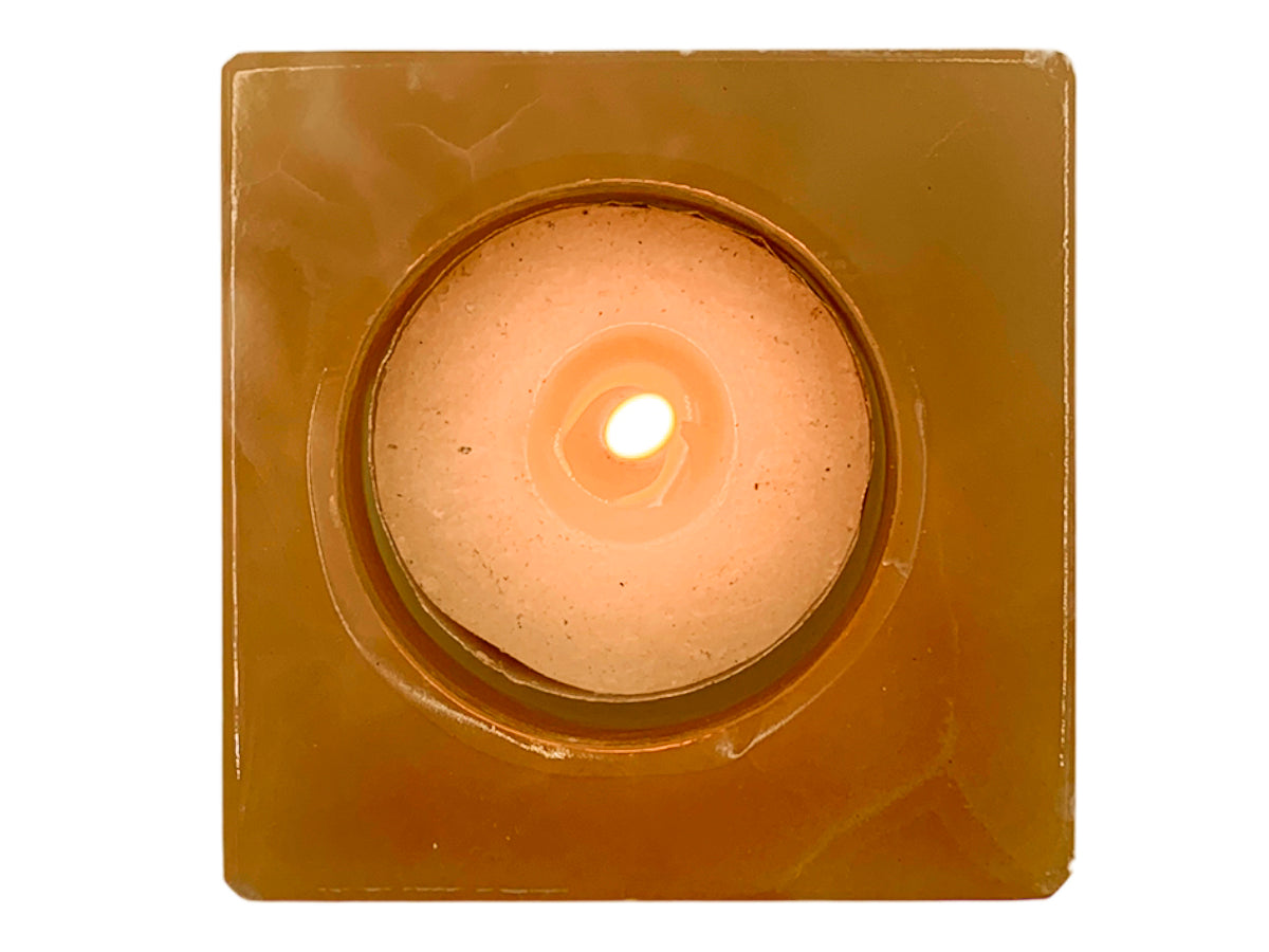 Orange Calcite Prism Candle Holder