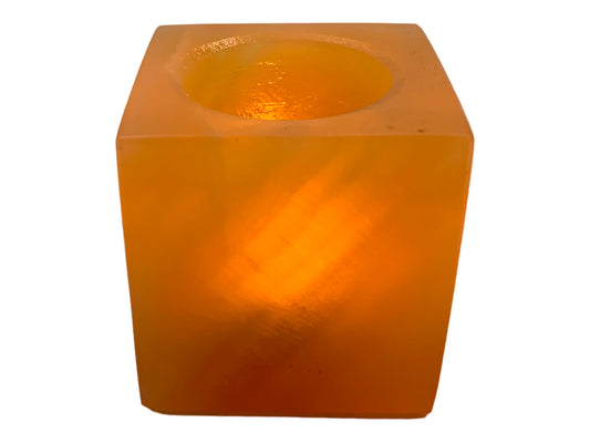 Orange Calcite Prism Candle Holder