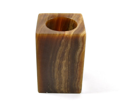 Brown Onyx Square Candle Holder