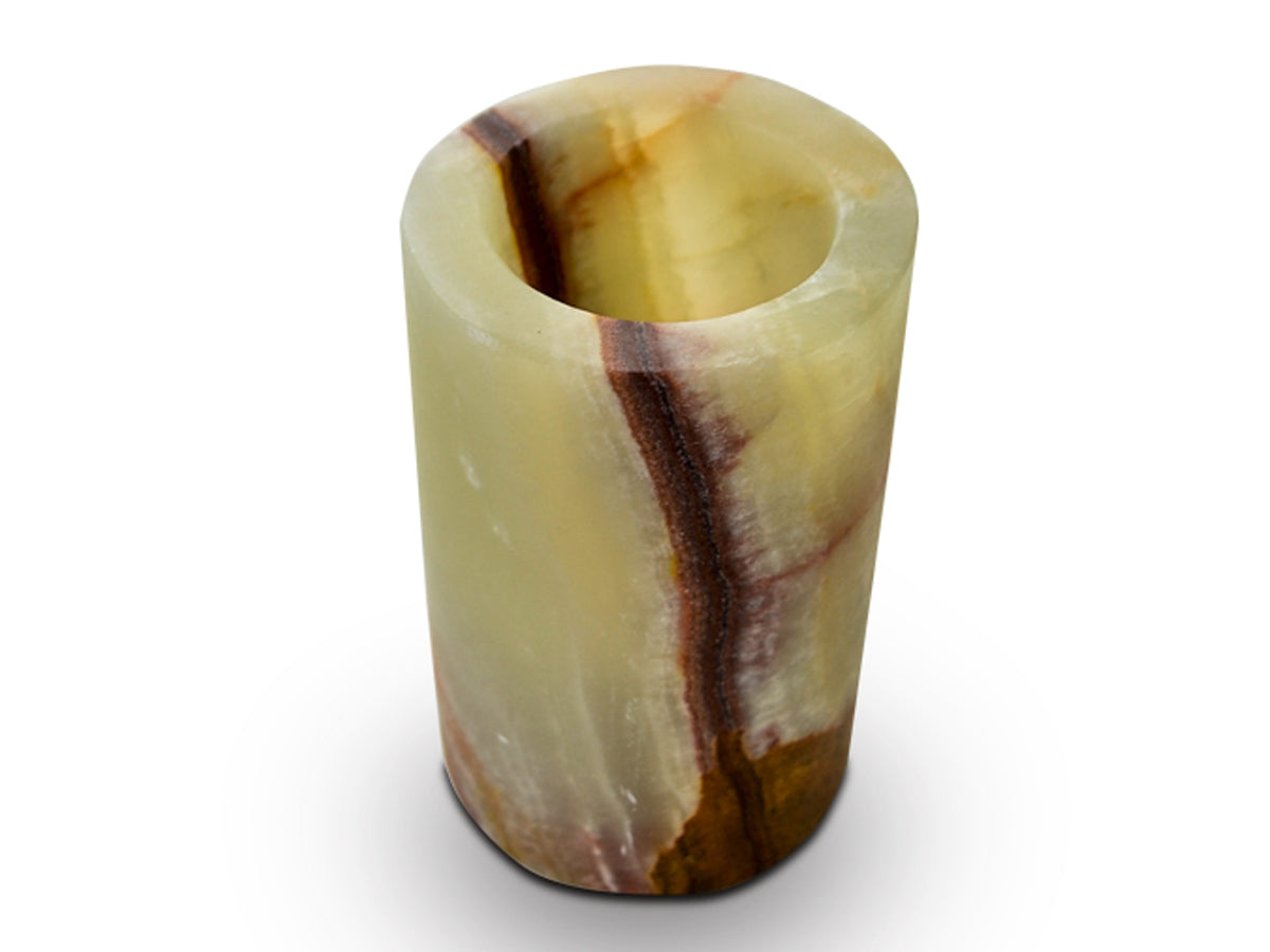 Green Onyx Cylinder  Candle Holder