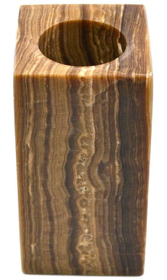 Brown Onyx Square Candle Holder