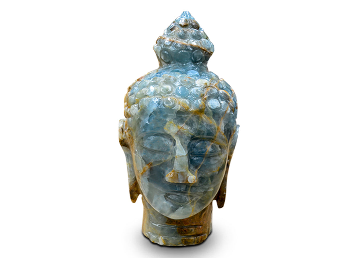 Blue Onyx Buddha Head