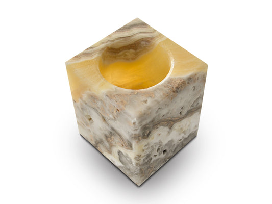 Zebra Onyx Prism Candle Holder