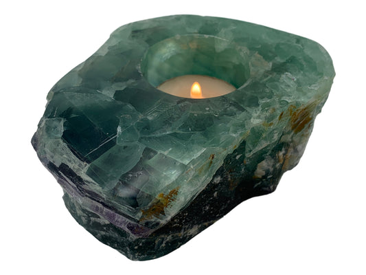 Rustic Fluorite Candle Holder