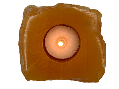 Orange Calcite Square Candle Holder