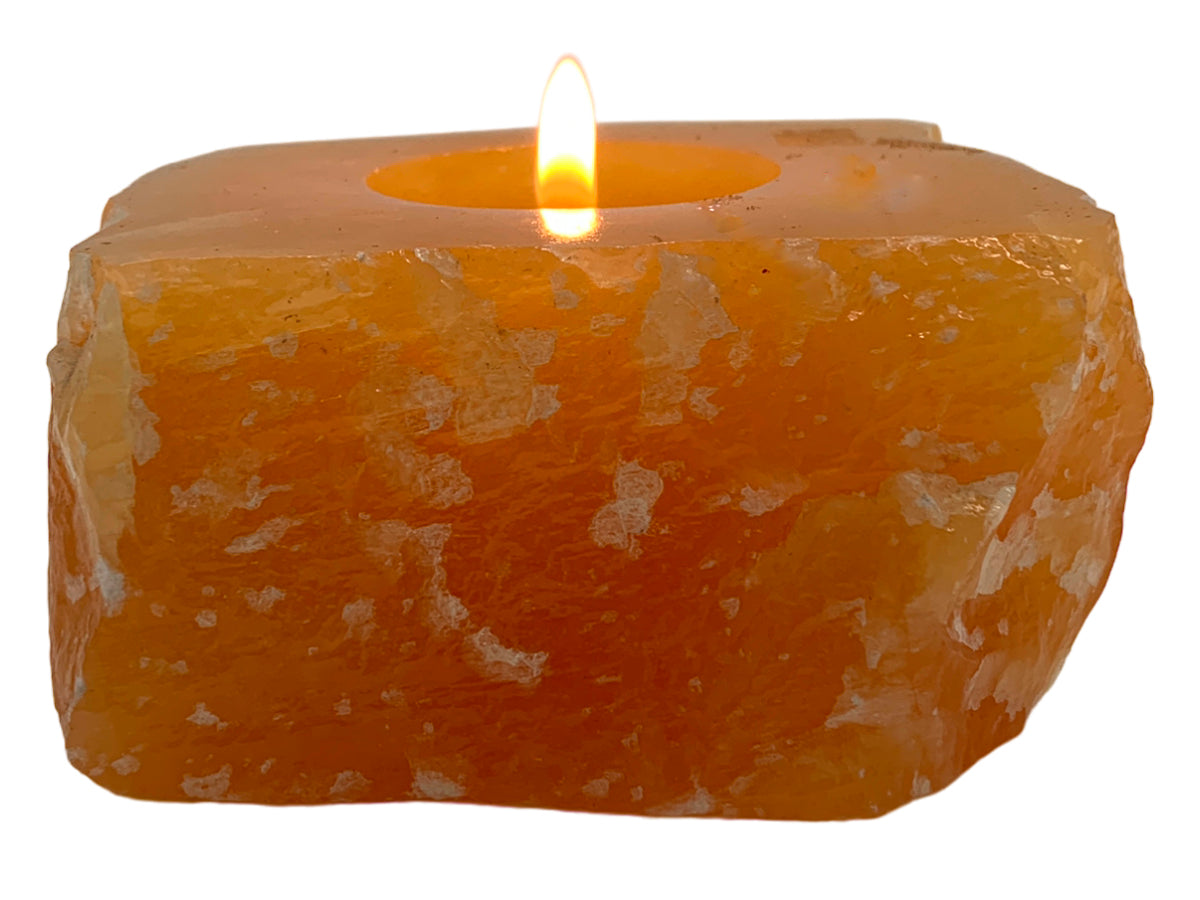 Orange Calcite Square Candle Holder