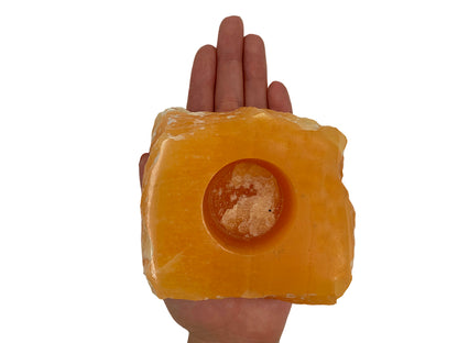 Orange Calcite Square Candle Holder