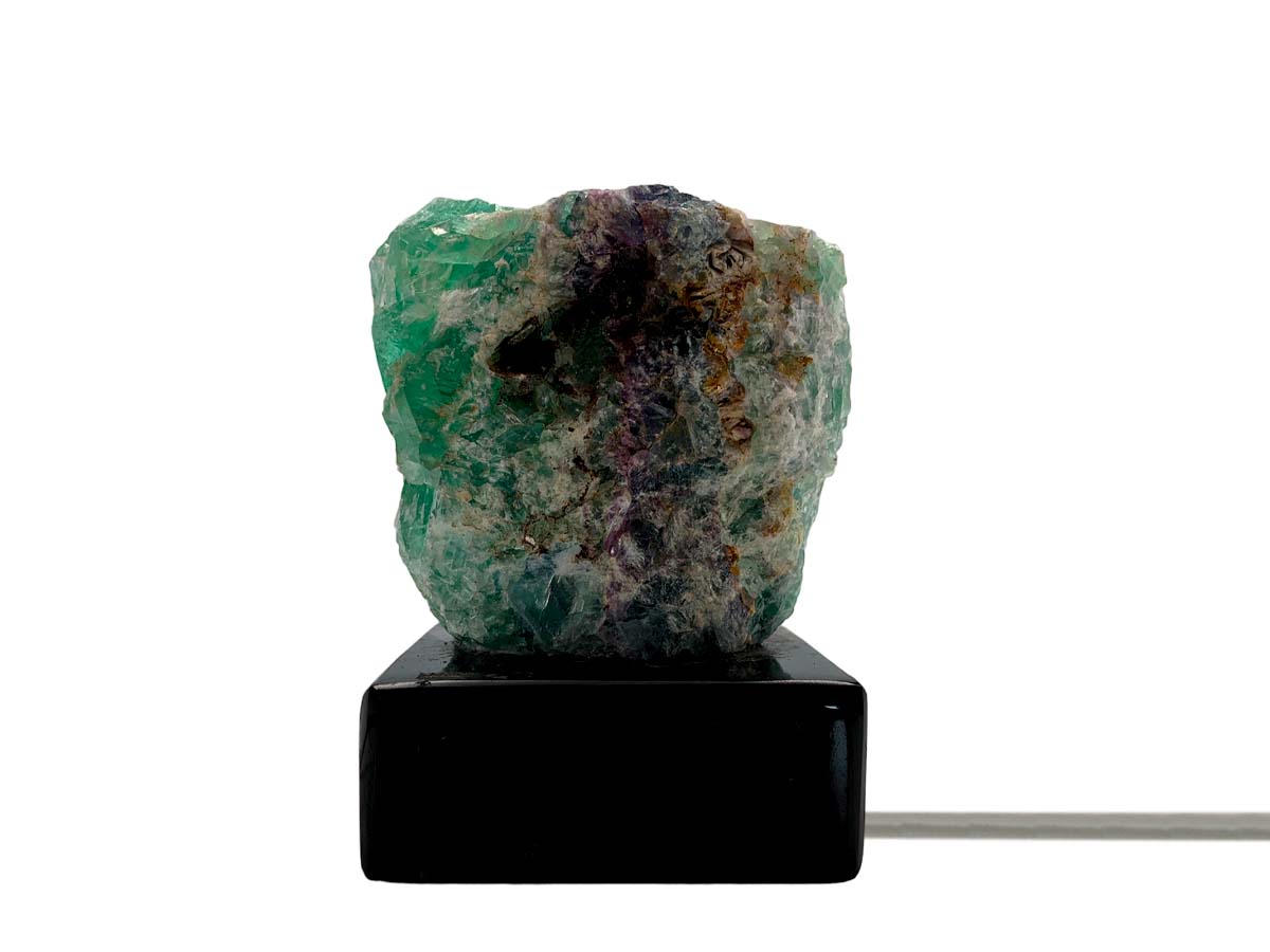 Fluorite Irregular Lamp Rustic Edge W/ Black Base
