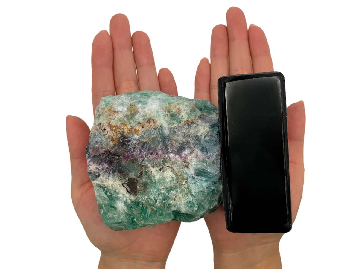 Fluorite Irregular Lamp Rustic Edge W/ Black Base