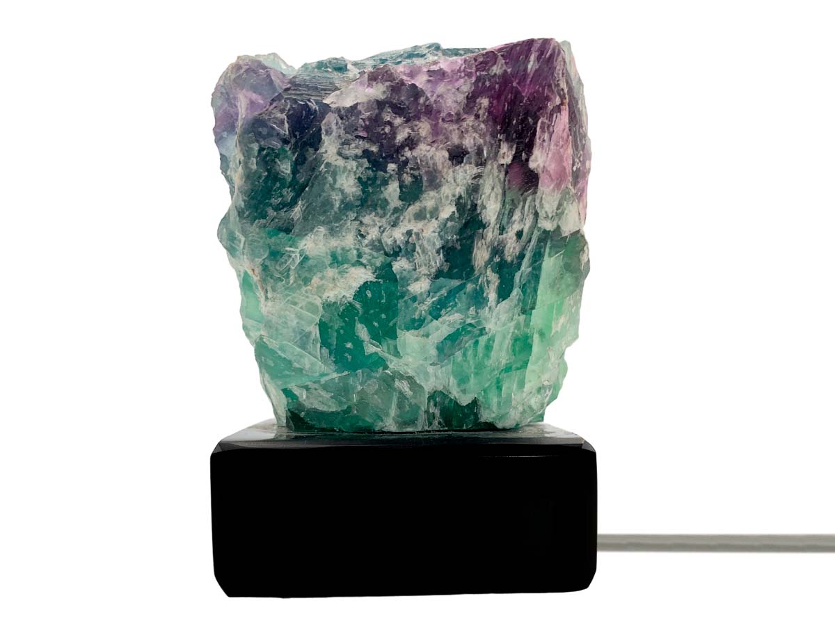Fluorite Irregular Lamp Rustic Edge W/ Black Base