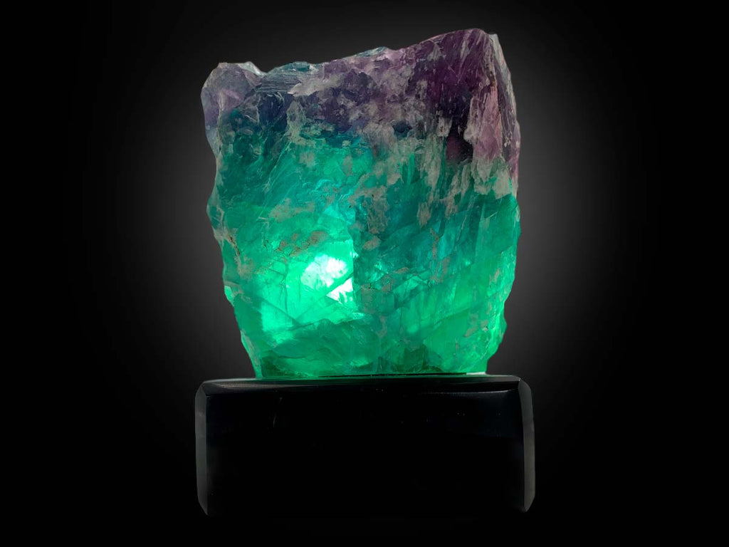 Fluorite Irregular Lamp Rustic Edge W/ Black Base