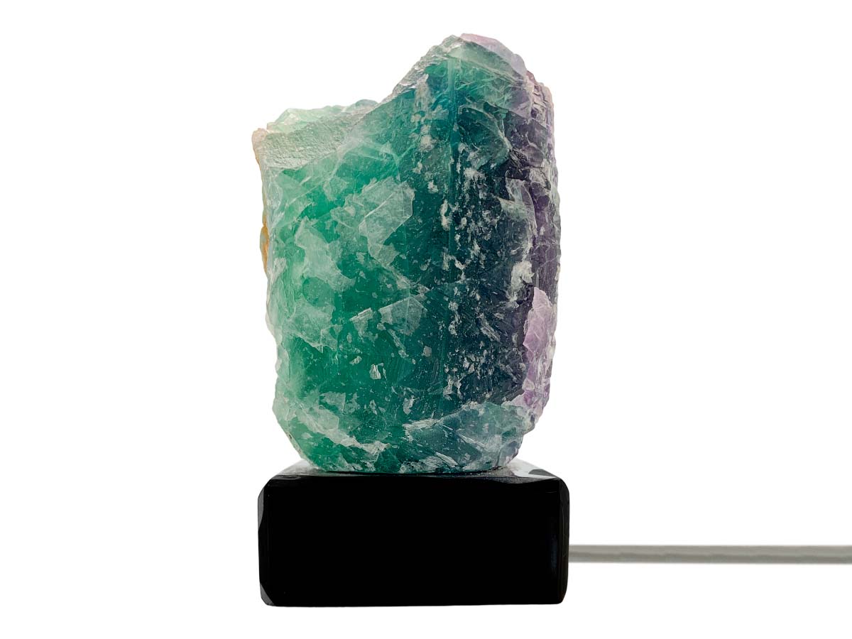 Fluorite Irregular Lamp Rustic Edge W/ Black Base