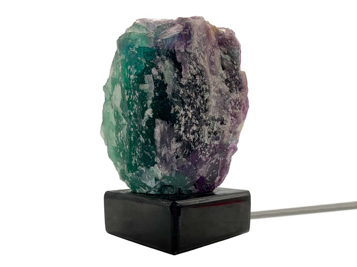 Fluorite Irregular Lamp Rustic Edge W/ Black Base
