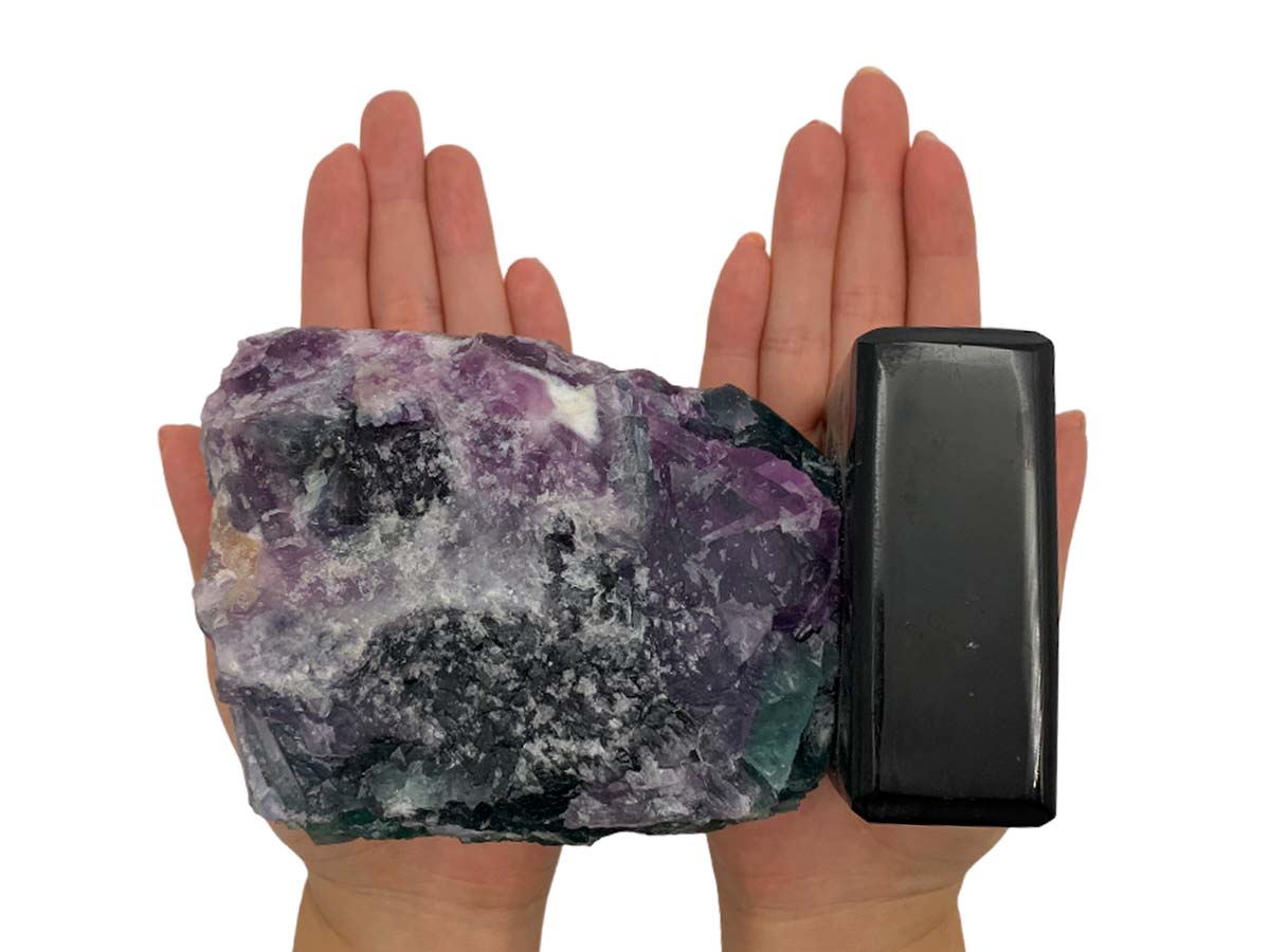 Fluorite Irregular Lamp Rustic Edge W/ Black Base