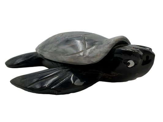 Large Black Onyx Sea Turtle with Shell