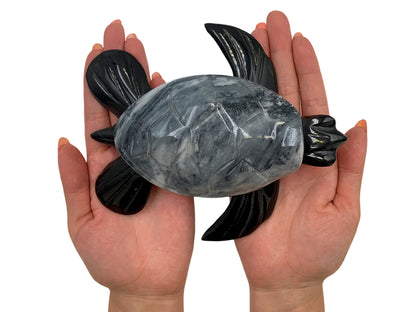 Large Black Onyx Sea Turtle with Shell