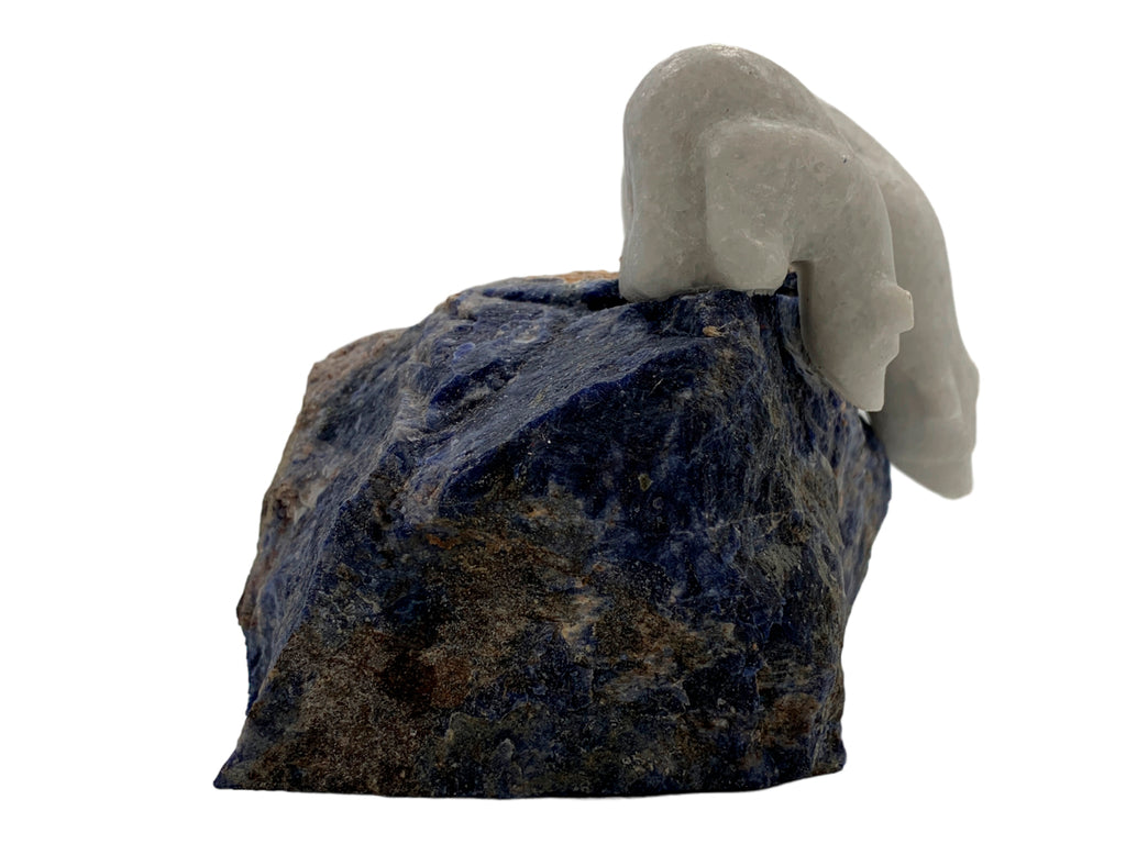 Marble Polar Bear Pair with Sodalite Base