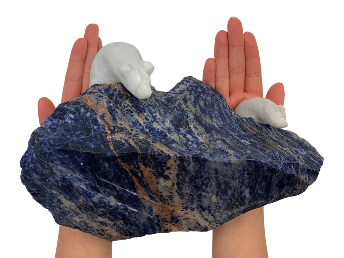 Marble Polar Bear Pair with Sodalite Base