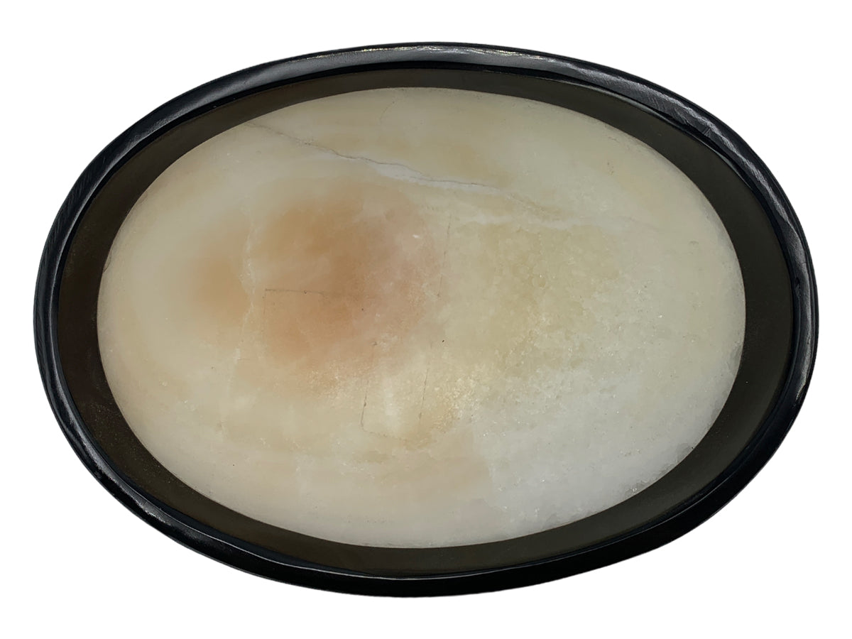 White Onyx Oval Bowl Black Edge