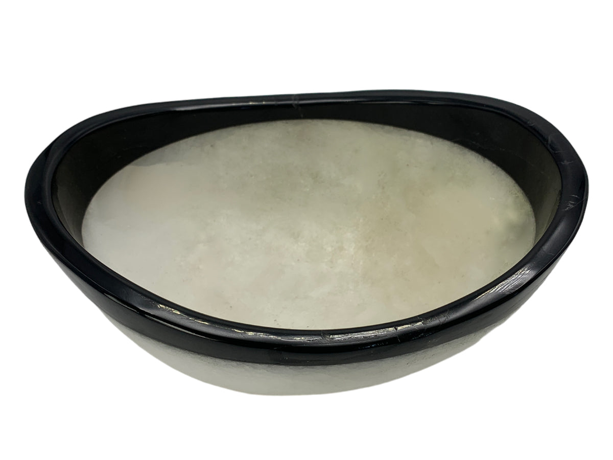 White Onyx Oval Bowl Black Edge