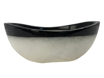 White Onyx Oval Bowl Black Edge