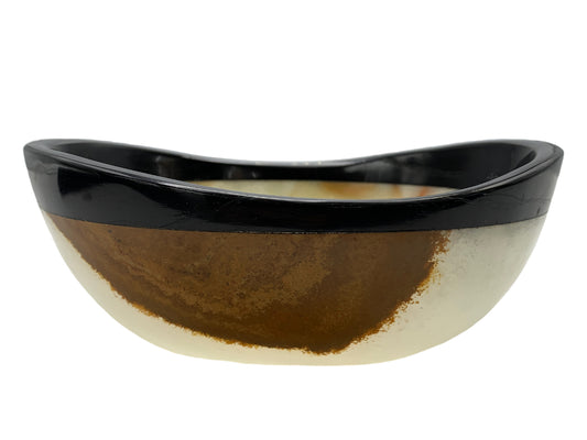 Green Onyx Oval Bowl Black Edge