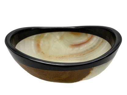 Green Onyx Oval Bowl Black Edge