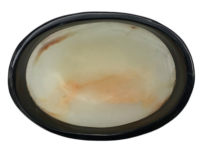 Green Onyx Oval Bowl Black Edge