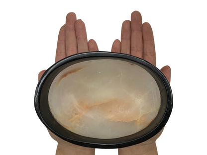 Green Onyx Oval Bowl Black Edge