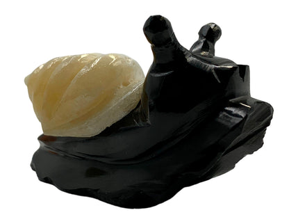 Black Marble Snail W/ Zebra Onyx Shell model 1