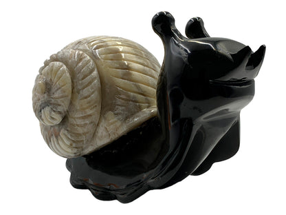 Black Marble Snail W/ Zebra Onyx Shell Model 2