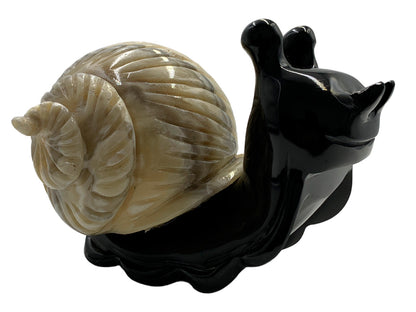 Black Marble Snail W/ Zebra Onyx Shell Model 2