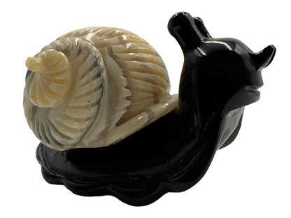 Black Marble Snail W/ Zebra Onyx Shell Model 2