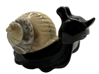 Black Marble Snail W/ Zebra Onyx Shell Model 2